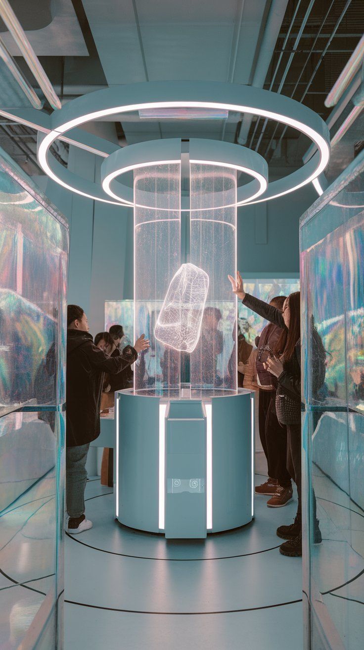 Immersive phygital retail installation with holographic product display